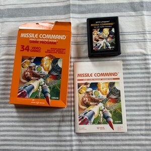Atari 2600 Missile Command 1980 Game w/Cartridge, Manual, and Box